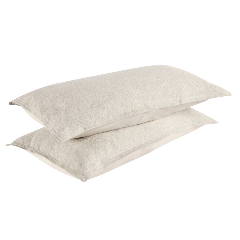 Pemberly Row Transitional Cotton Linen Blend Natural King Sham