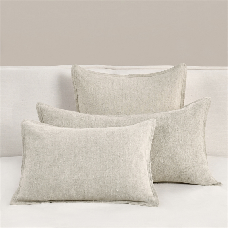 Pemberly Row Transitional Cotton Linen Blend Natural King Sham