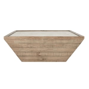 Pemberly Row Square Transitional Reclaimed Pine Wood Coffee Table