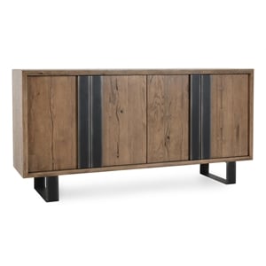 Pemberly Row 94&quot Reclaimed Oak Wood Sideboard Buffet in Brown Oak