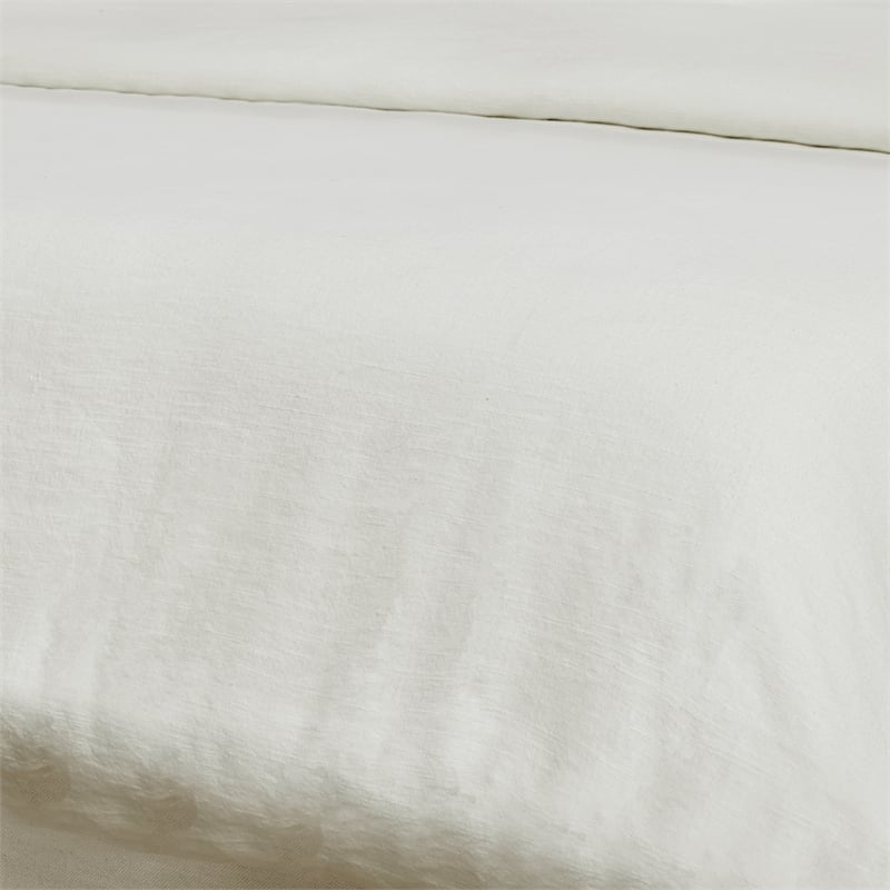 Pemberly Row Transitional Cotton Linen Blend Ivory King Duvet
