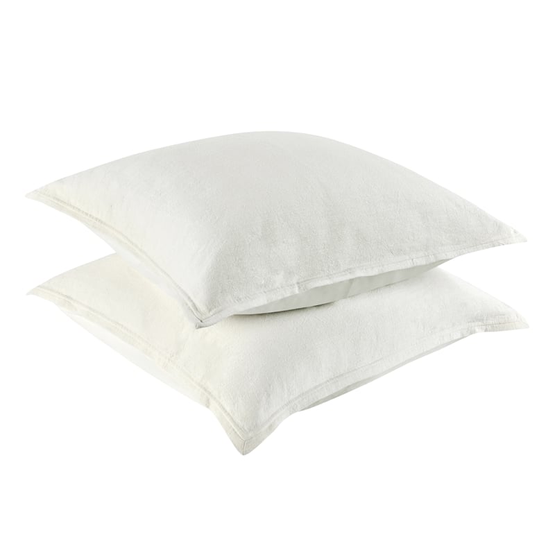 Pemberly Row Transitional Cotton Linen Blend Ivory Euro Sham