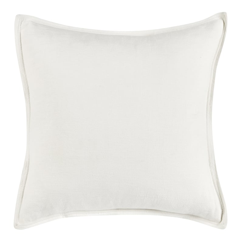 Pemberly Row Transitional Cotton Linen Blend Ivory Euro Sham