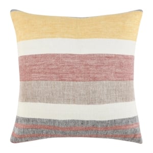 Pemberly Row 22&quot Belgian Linen Fabric Multi-Color Throw Pillow