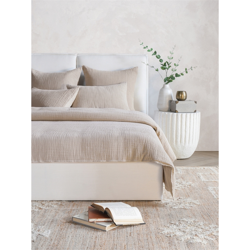 Pemberly Row Modern Transitional Cotton Linen Queen Duvet Natural
