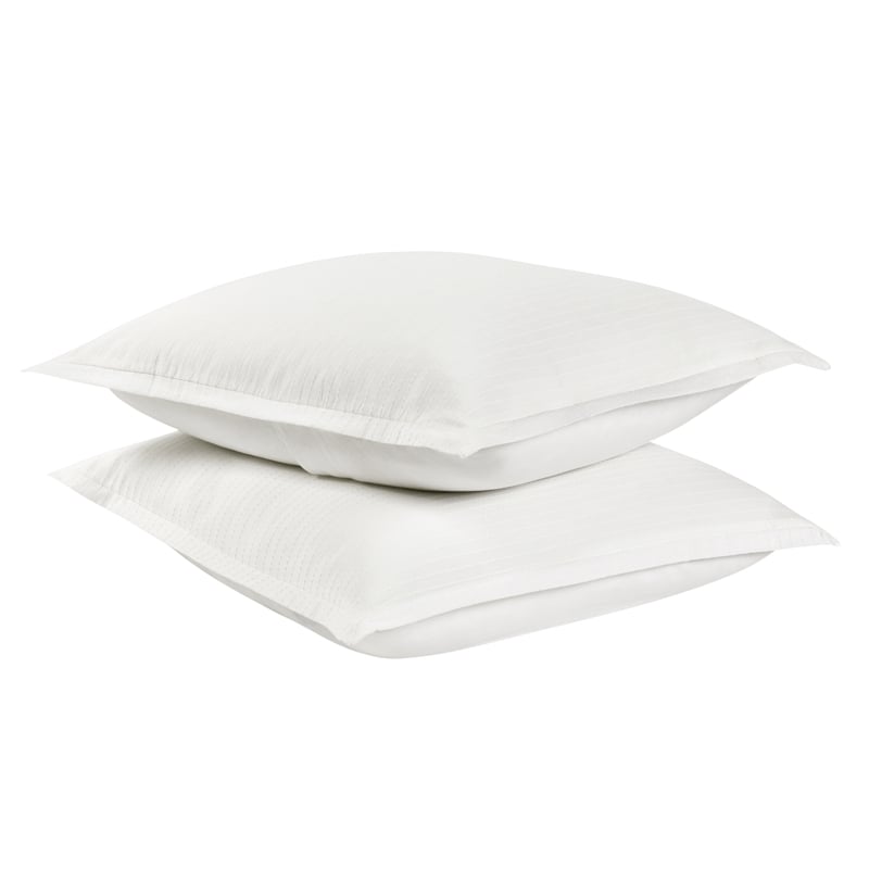 Pemberly Row Transitional Woven Stitch Design Cotton White Euro Sham