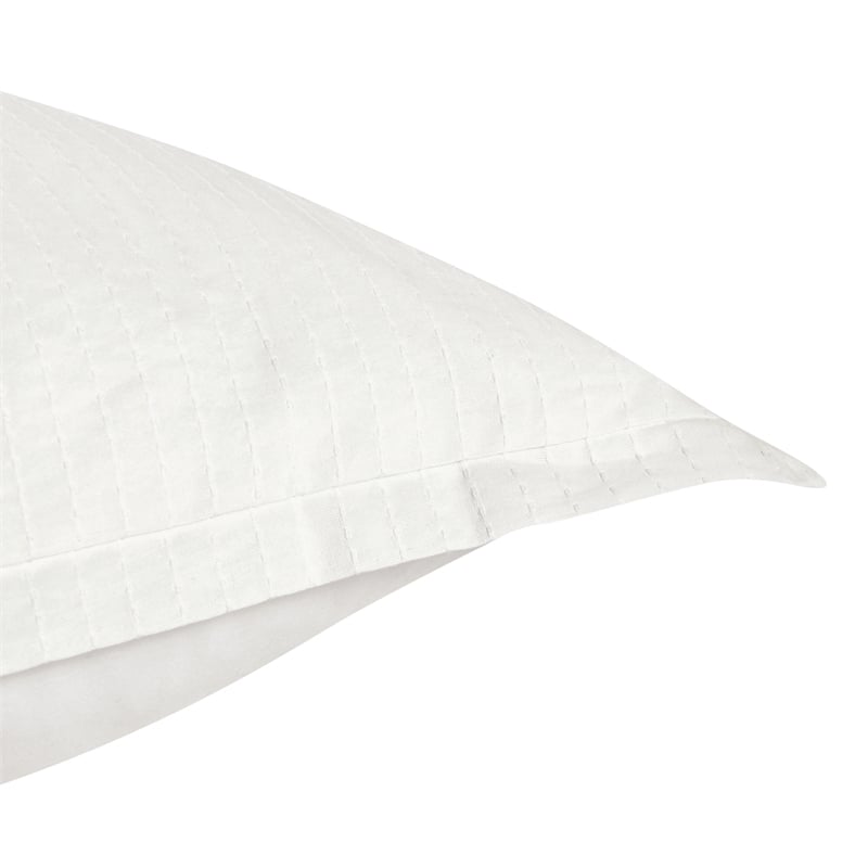 Pemberly Row Transitional Woven Stitch Design Cotton White Euro Sham