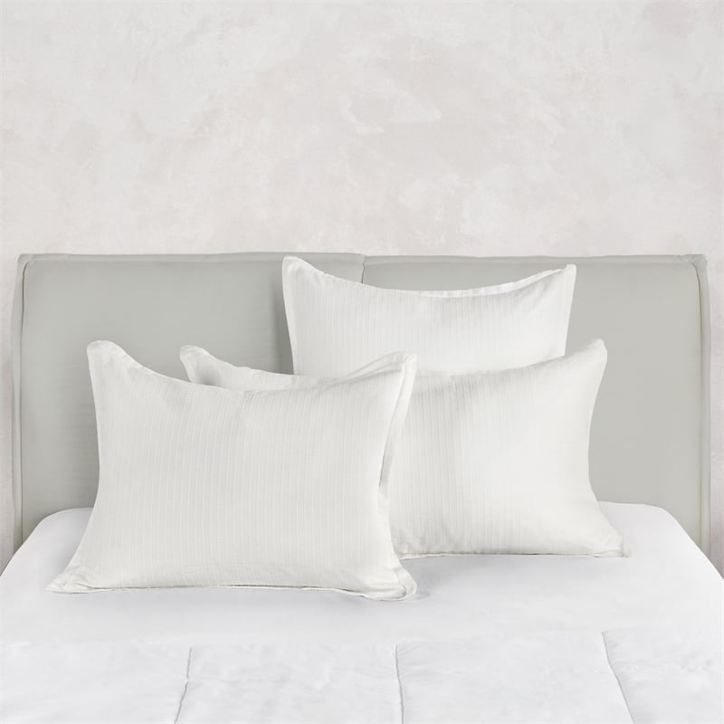 Pemberly Row Transitional Woven Stitch Design Cotton White Euro Sham