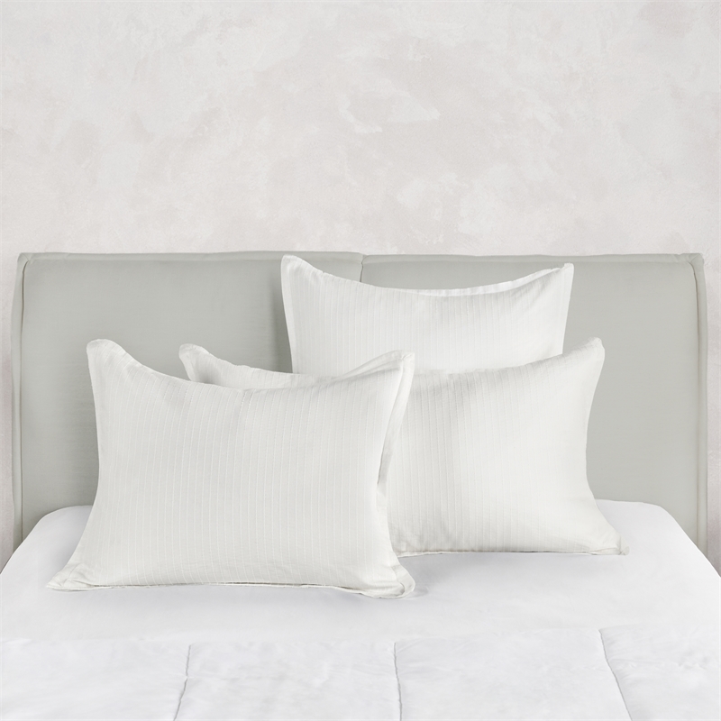 Pemberly Row Transitional Woven Stitch Design Cotton White Standard Sham