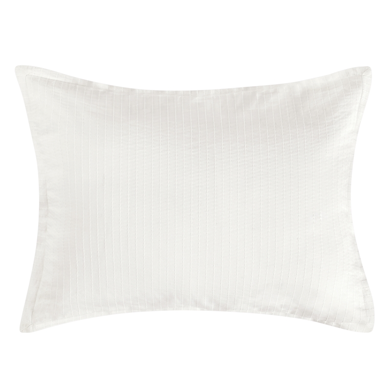 Pemberly Row Transitional Woven Stitch Design Cotton White Standard Sham