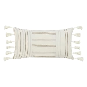 Pemberly Row 14&quotx26&quot Linen Fabric Embroidered Throw Pillow in Beige