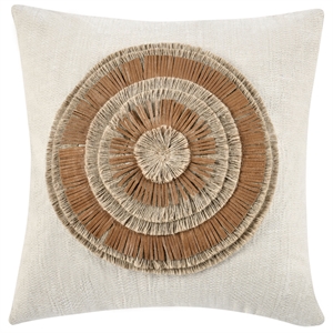 Pemberly Row 22&quot Cotton Fabric Throw Pillow in Chestnut/Natural