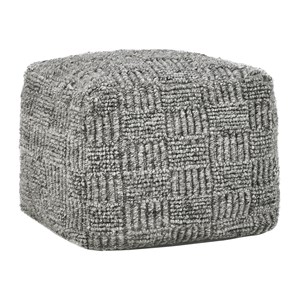 Pemberly Row Transitional 18&quot Recycled Fabric Indoor Outdoor Pouf Gray