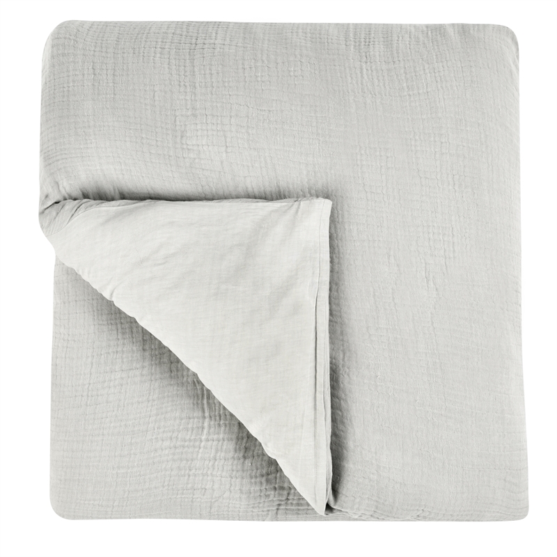 Pemberly Row Transitional Cotton Linen Blend Queen Duvet Gray