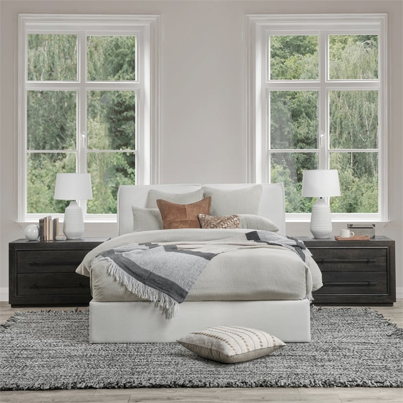 Pemberly Row Transitional Cotton Linen Blend Queen Duvet Gray
