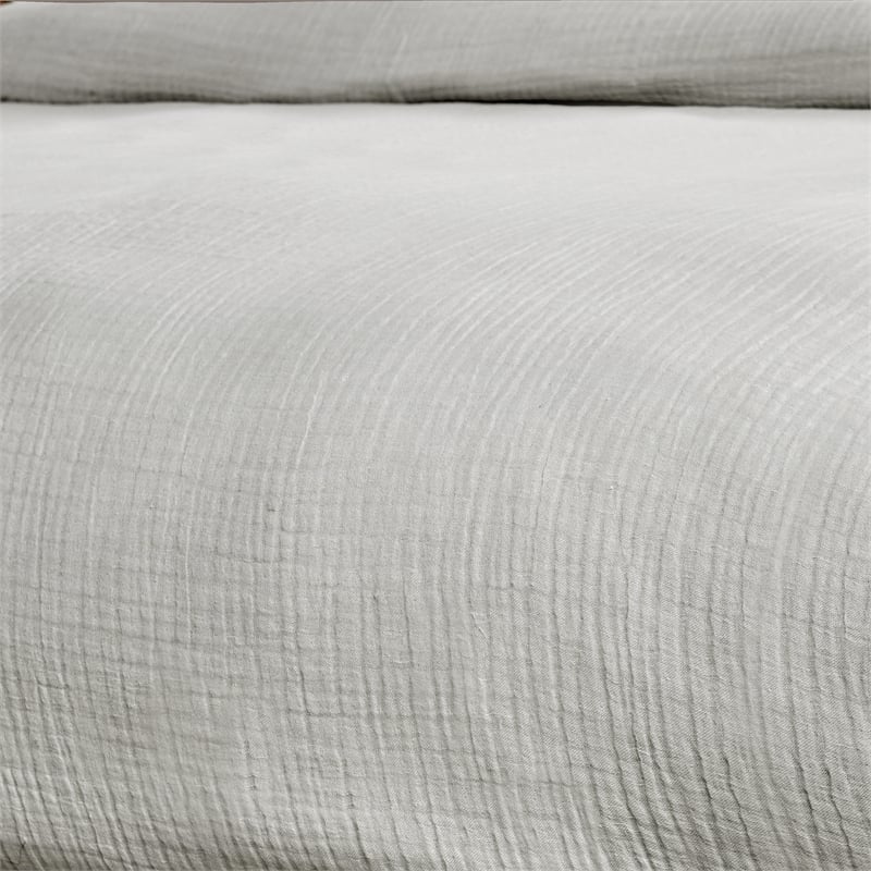 Pemberly Row Transitional Cotton Linen Blend King Duvet Gray