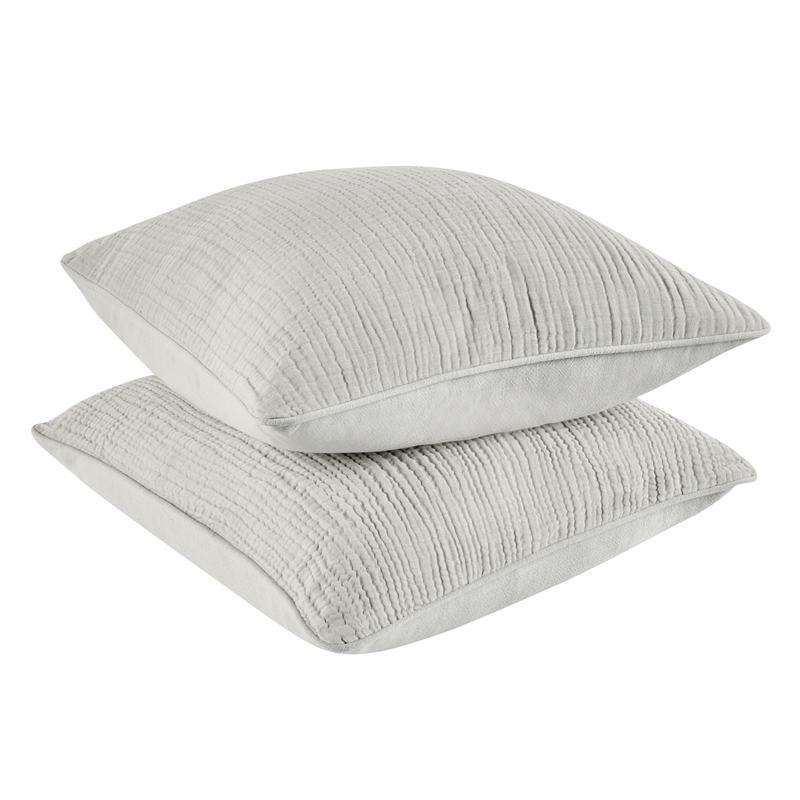 Pemberly Row Transitional Gray Finish Cotton Linen Blend Euro Sham