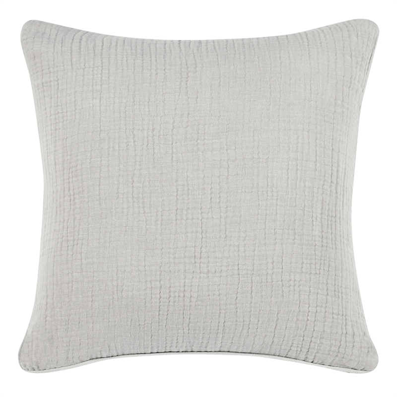 Pemberly Row Transitional Gray Finish Cotton Linen Blend Euro Sham