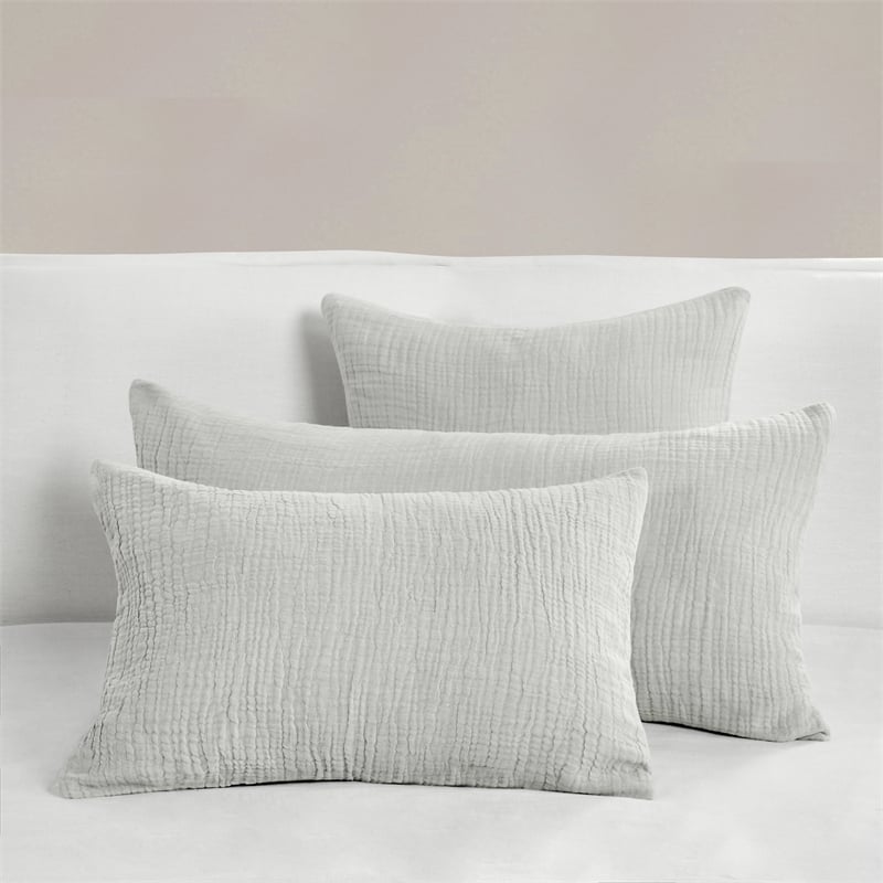 Pemberly Row Transitional Gray Finish Cotton Linen Blend King Sham