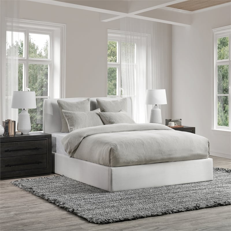 Pemberly Row Transitional Gray Finish Cotton Linen Blend King Sham