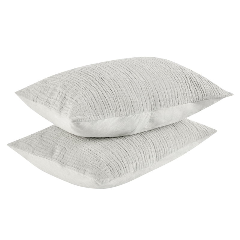 Pemberly Row Transitional Gray Cotton Linen Blend Standard Sham
