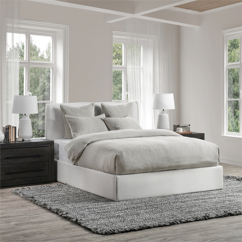 Pemberly Row Transitional Gray Cotton Linen Blend Standard Sham