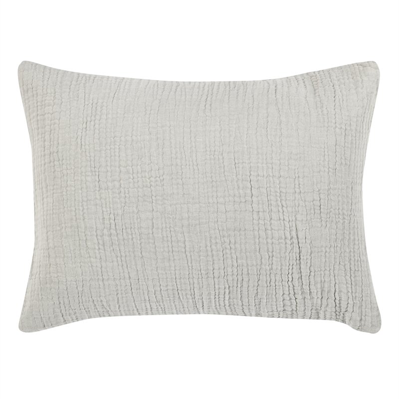 Pemberly Row Transitional Gray Cotton Linen Blend Standard Sham