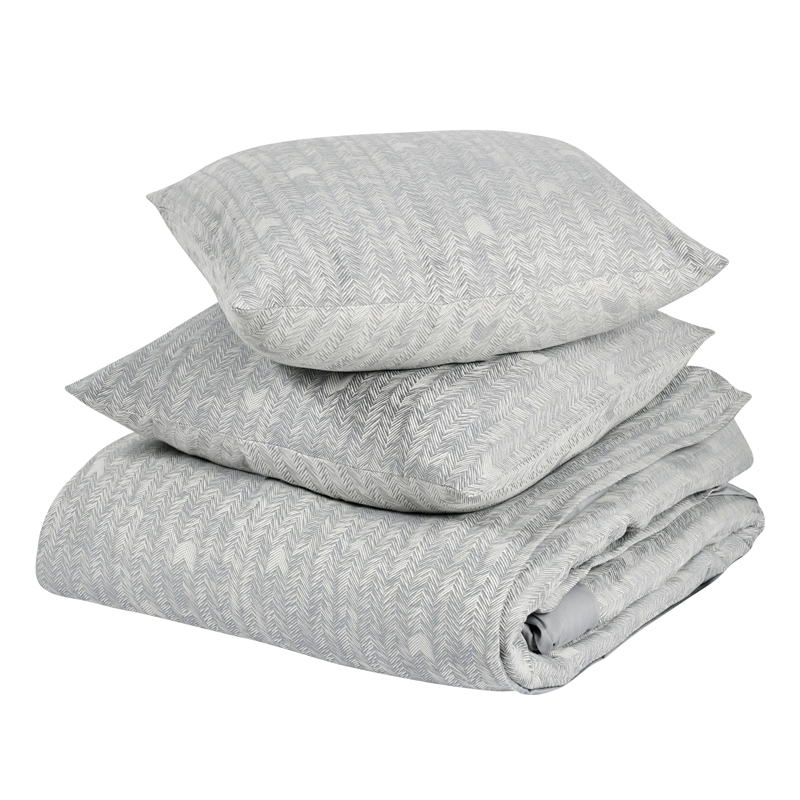 Pemberly Row Transitional Cotton Gray Embroidered Queen Duvet