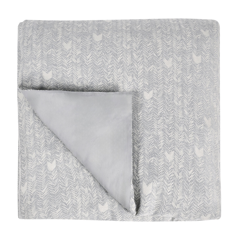 Pemberly Row Transitional Cotton Gray Embroidered Queen Duvet