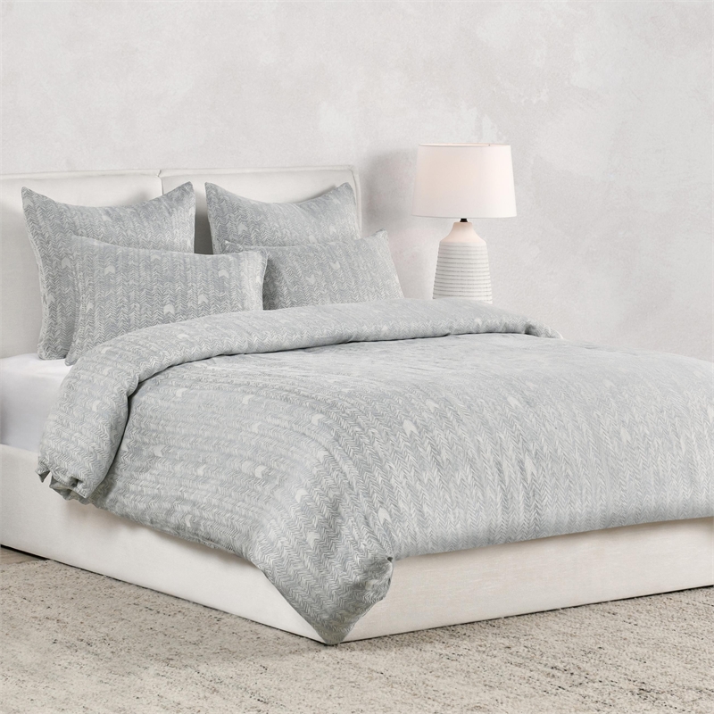 Pemberly Row Transitional Cotton Gray Embroidered King Duvet