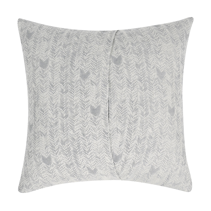 Pemberly Row Transitional Cotton Gray Herringbone Embroidered Euro Sham