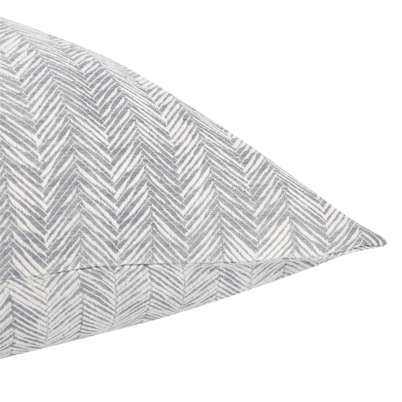 Pemberly Row Transitional Cotton Gray Herringbone Embroidered King Sham