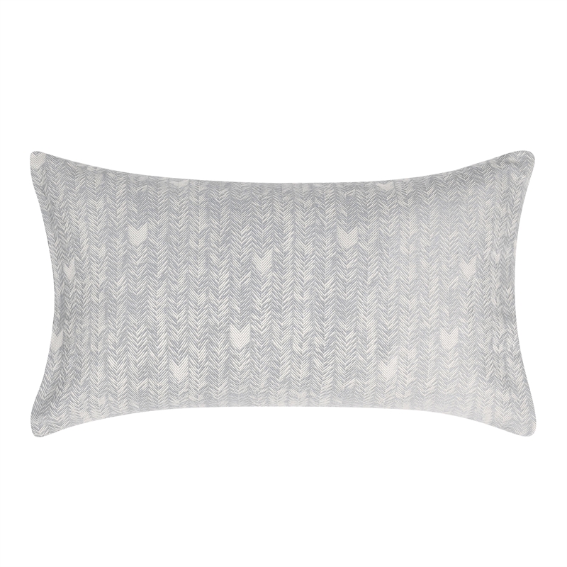Pemberly Row Transitional Cotton Gray Herringbone Embroidered King Sham
