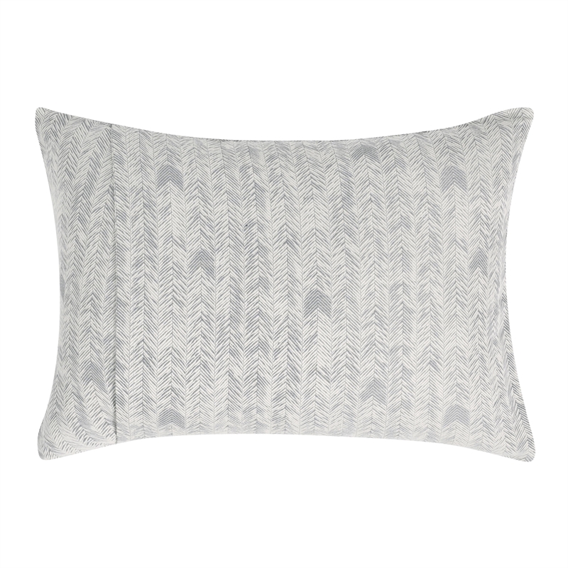 Pemberly Row Transitional Cotton Gray Embroidered Standard Sham