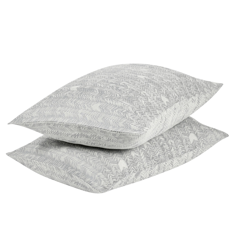 Pemberly Row Transitional Cotton Gray Embroidered Standard Sham