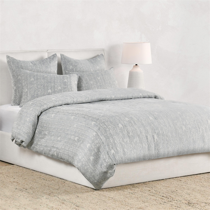 Pemberly Row Transitional Cotton Gray Embroidered Standard Sham