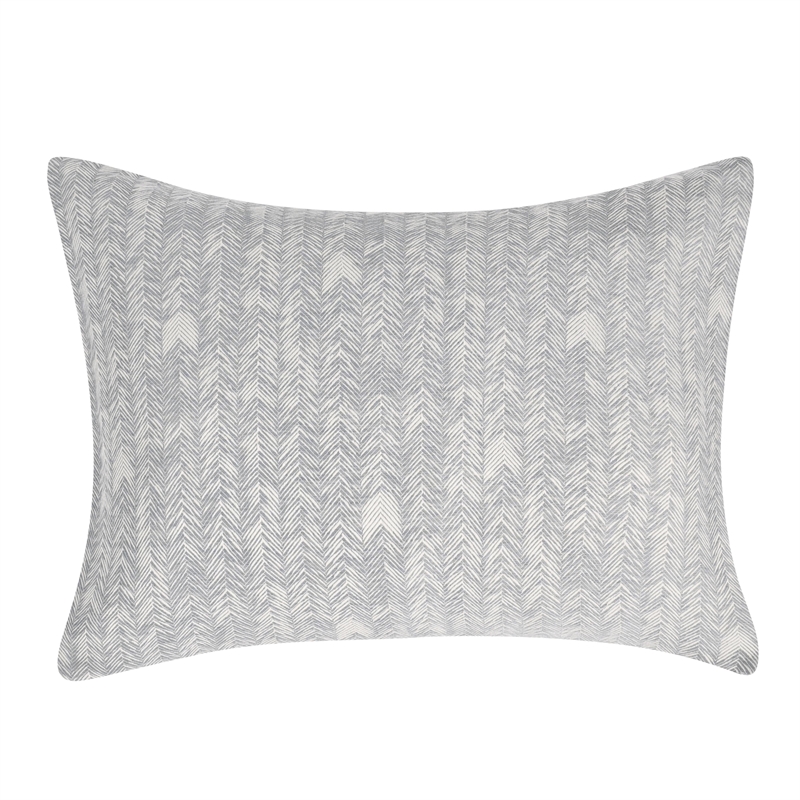 Pemberly Row Transitional Cotton Gray Embroidered Standard Sham