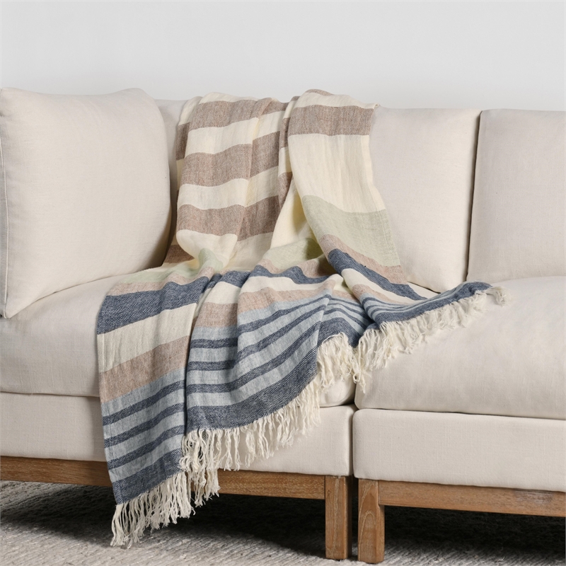 Pemberly Row Transitional Linen Fabric Multi-Color 50