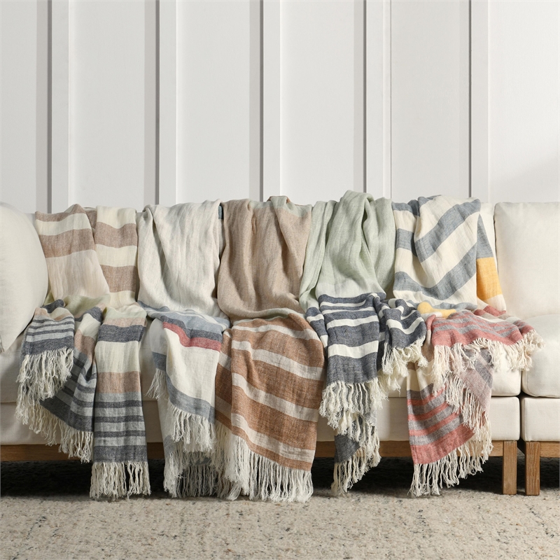 Pemberly Row Transitional Linen Fabric Multi-Color 50