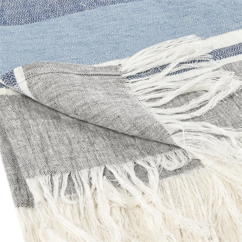 Pemberly Row Lima Belgian Linen Fabric Blue 50