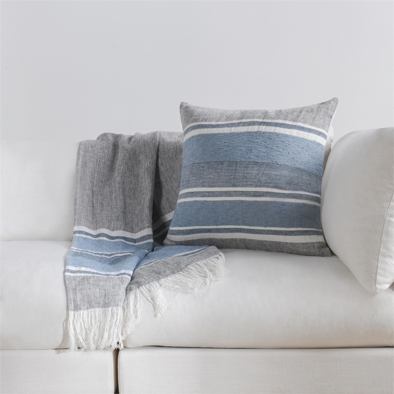 Pemberly Row Lima Belgian Linen Fabric Blue 50