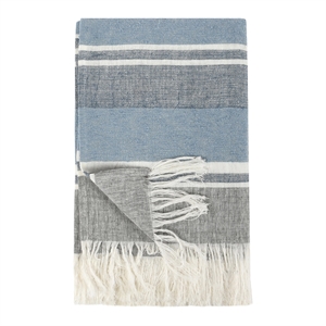 Pemberly Row Lima Belgian Linen Fabric Blue 50&quotx70&quot Throw Blanket