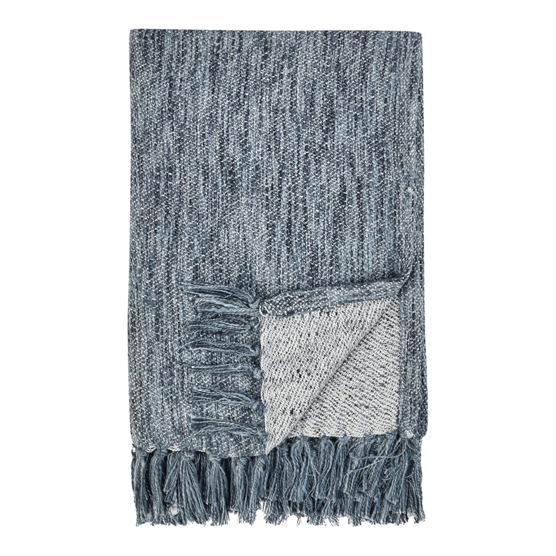 Pemberly Row TC Sharma Cotton Linen Denim Blue Throw Blanket 50