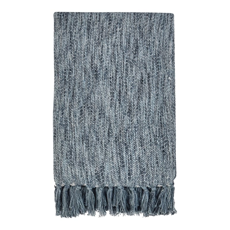 Pemberly Row TC Sharma Cotton Linen Denim Blue Throw Blanket 50