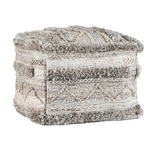 Pemberly Row Contemporary 18&quot Recycled Fabric Indoor Outdoor Pouf Gray