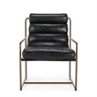 Pemberly Row Top Grain Leather with Metal Frame Black Accent Chair