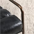 Pemberly Row Top Grain Leather with Metal Frame Black Accent Chair