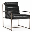 Pemberly Row Top Grain Leather with Metal Frame Black Accent Chair