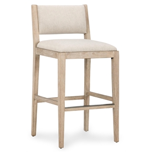 Pemberly Row Transitional 30&quot Upholstered Solid Wood Barstool in Sand