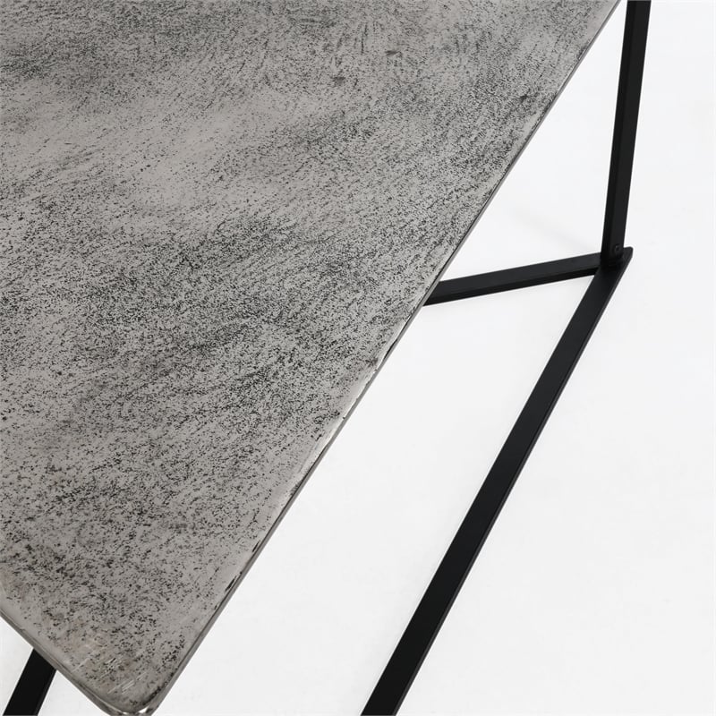 Pemberly Row Contemporary Industrial Metal Nesting Coffee Table in Black
